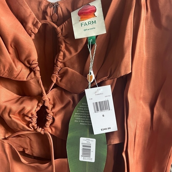 Farm Rio Caramel Cutout Front-Tie Satin Midi Dress - Picture 9 of 15